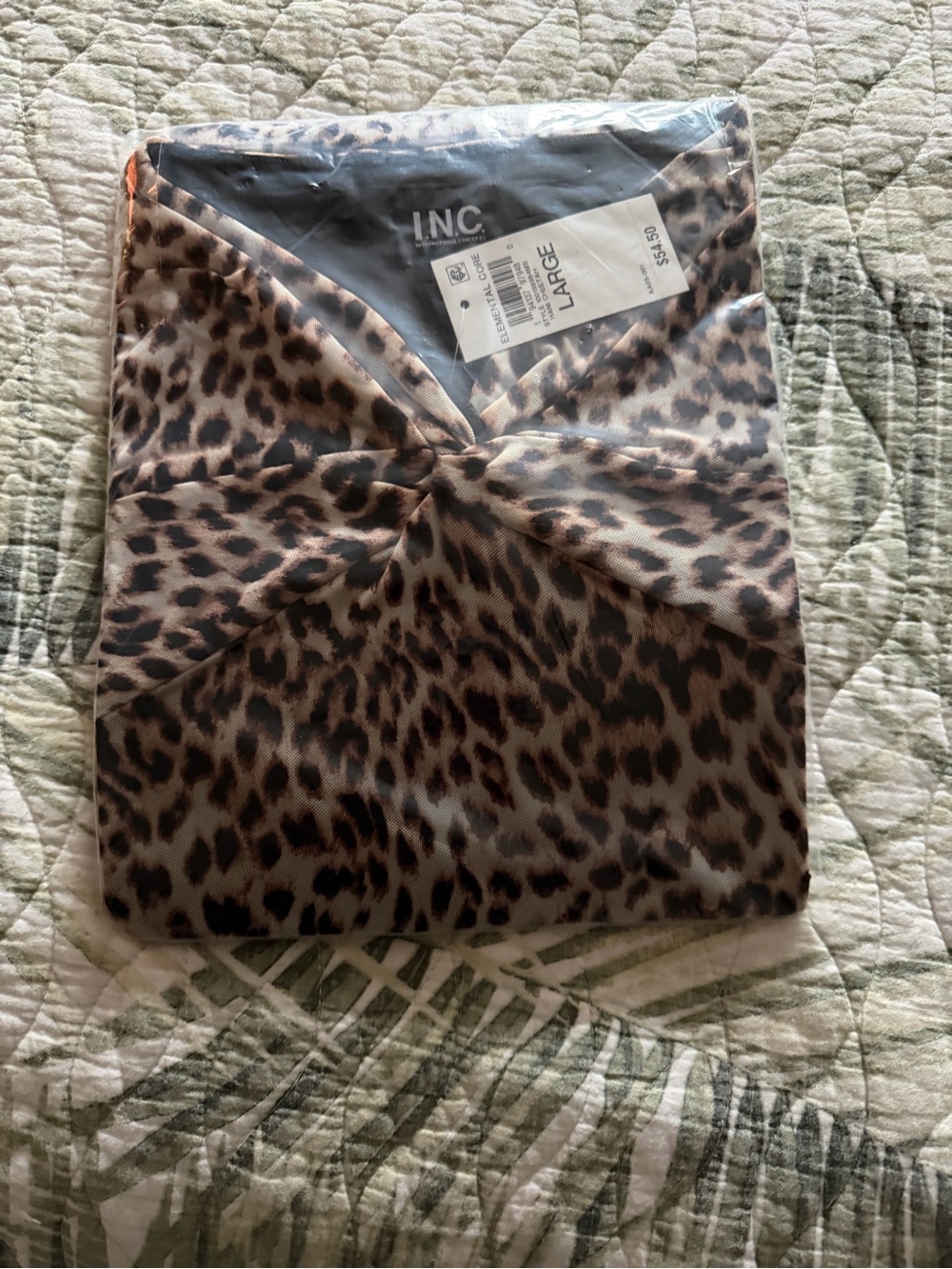 INC International Concepts Leopard Twist V-Neck Blouse in Brown and Black